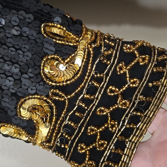 Stenay Sequin & Beaded Black and Gold Jacket Size Small - Picture 3 of 10